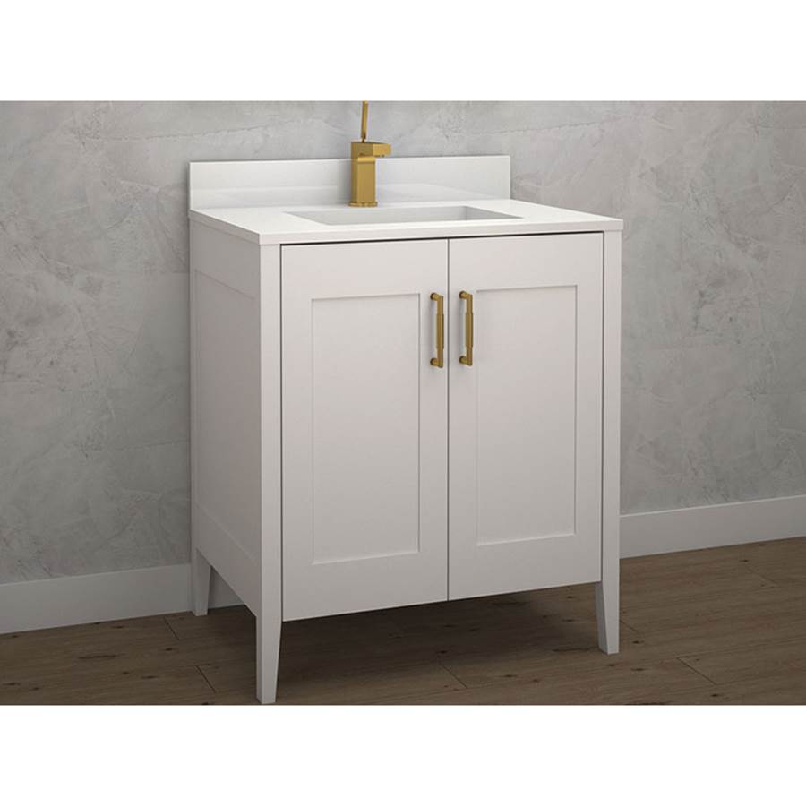 Madeli Encore 24''. White Free Standing Cabinet Brushed Nickel Handles (X2) 23-5/8''X 22''X 34''