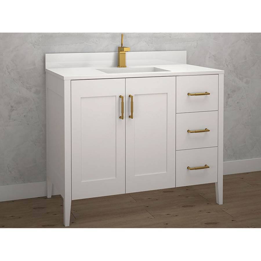 Madeli Encore 36''. White, Free Standing Cabinet, Brushed Nickel Handles (X5), 35-5/8''X 22''X 34''