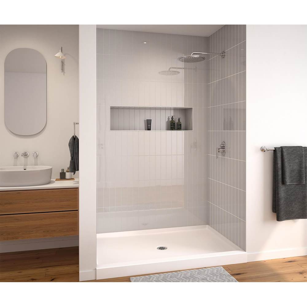 Maax SPL 3860 AcrylX Alcove Shower Base with Center Drain in Biscuit