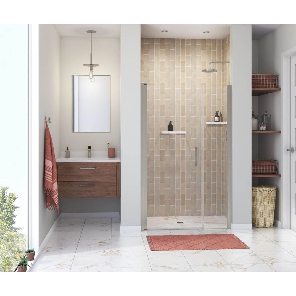 Maax Manhattan 45-47 x 68 in. 6 mm Pivot Shower Door for Alcove Installation with Clear glass & Square Handle in Brushed Nickel