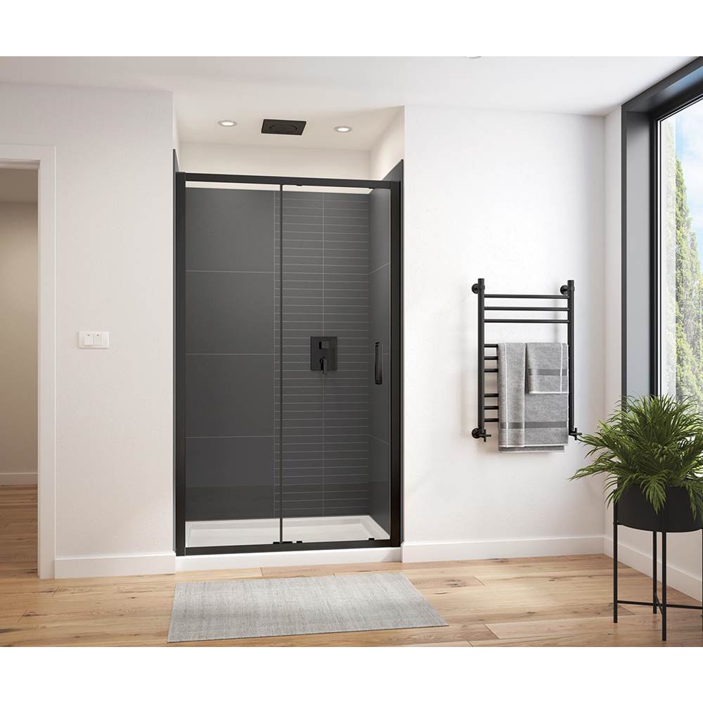 Maax Connect Pro 43 1/2-45 x 76 in. 6 mm Sliding Shower Door for Alcove Installation with Clear glass in Matte Black