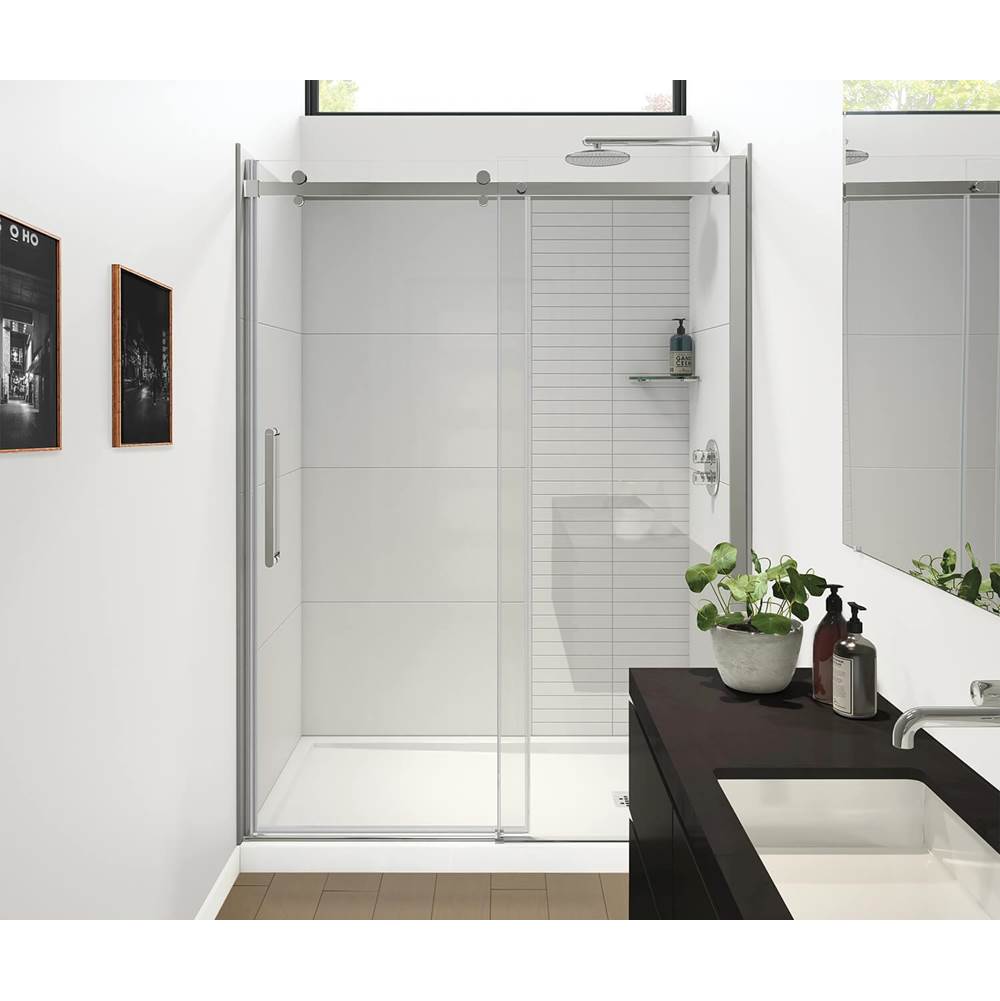 Maax Halo Pro GS 56  1/2-59 X 78 3/4 in. 8mm Sliding Shower Door for Alcove Installation with GlassShield® glass in Chrome