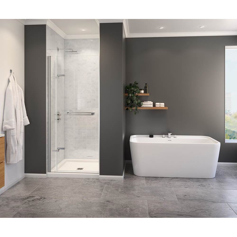 Maax Capella 78 32 1/2-35 1/2 x 78 in. 8 mm Pivot Shower Door for Alcove Installation with GlassShield® glass in Chrome