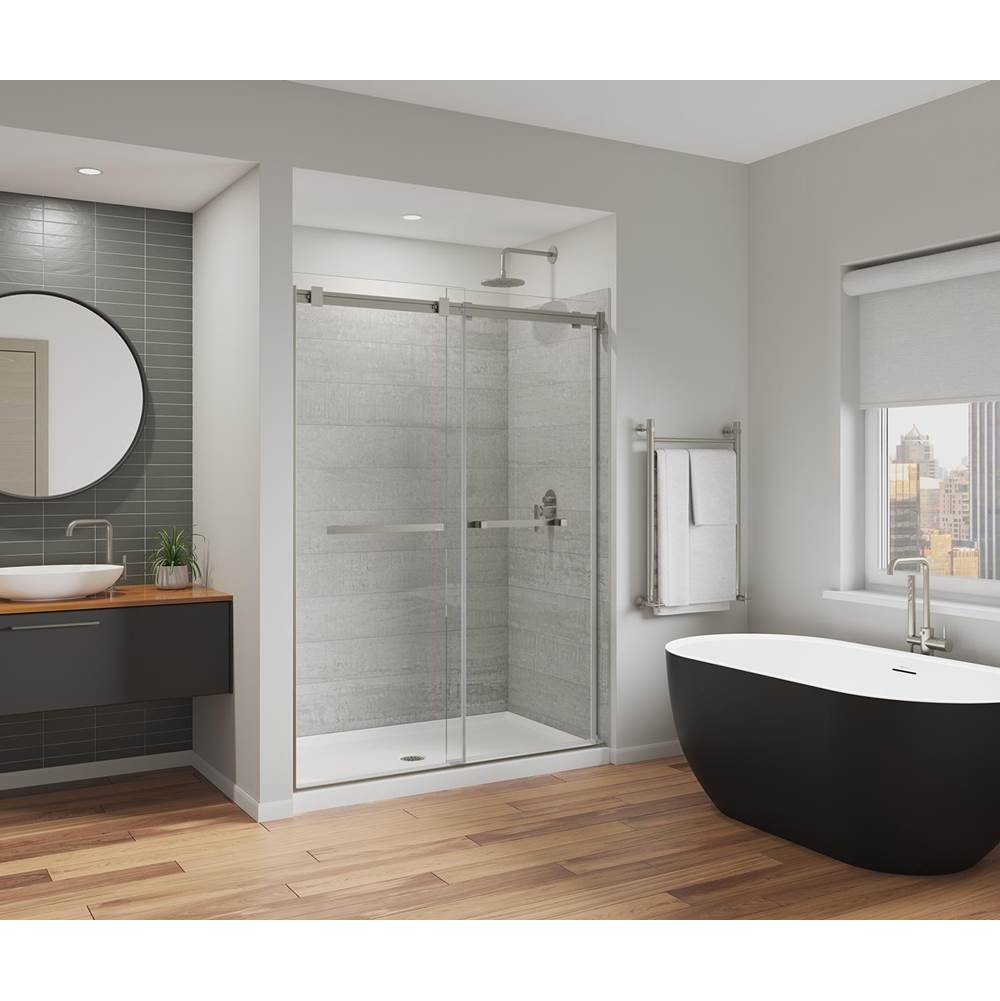 Maax Duel Alto 56-59 X 78 in. 8mm Bypass Shower Door for Alcove Installation with GlassShield® glass in Brushed Nickel