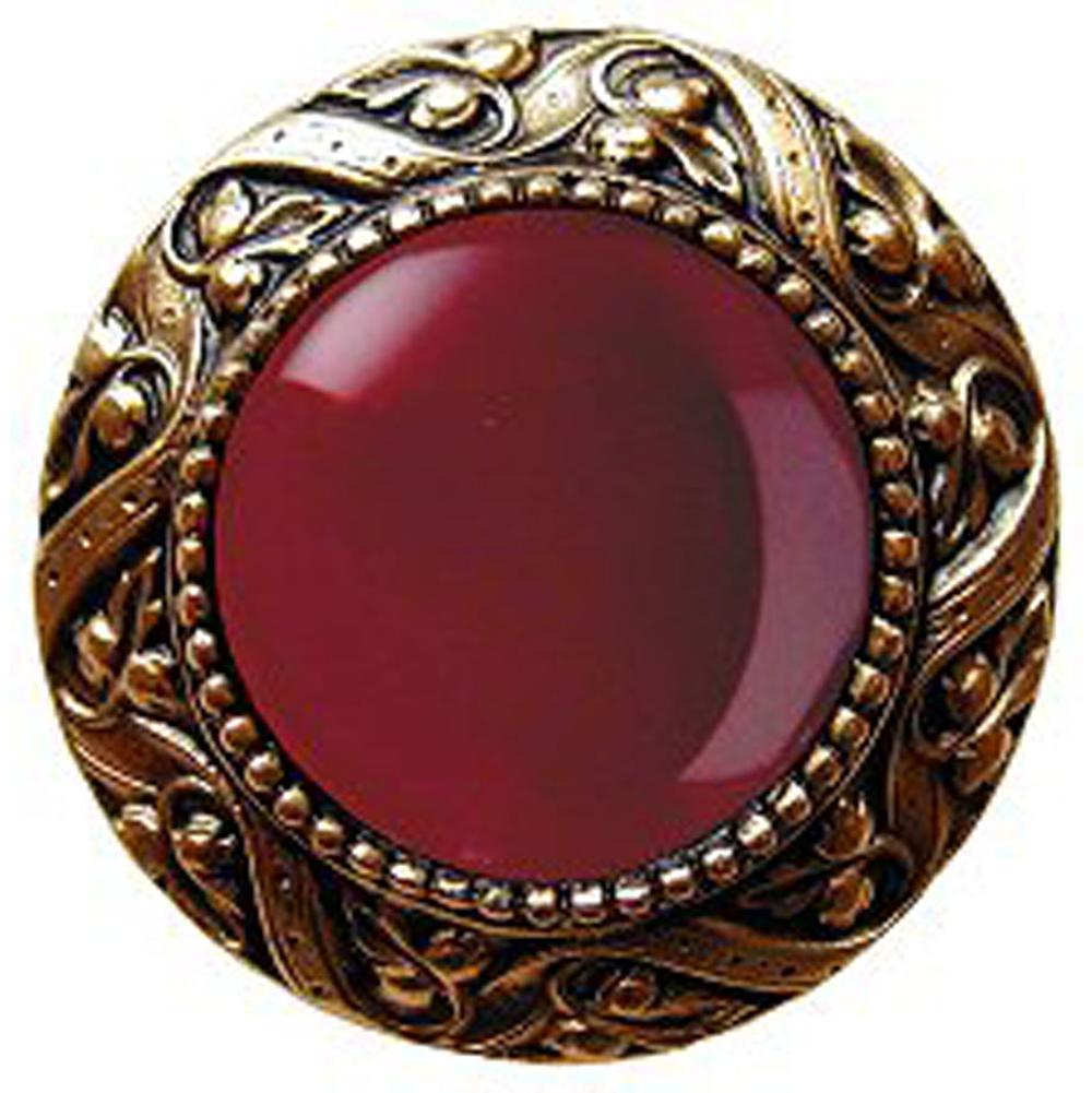 Notting Hill Victorian Jewel Knob Antique 24K Gold Finish/Red Carnelian natural stone