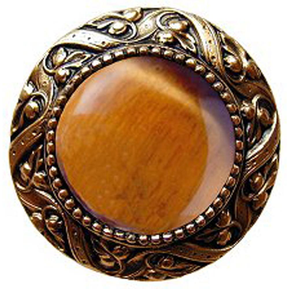 Notting Hill Victorian Jewel Knob Antique 24K Gold Finish/Tiger Eye natural stone