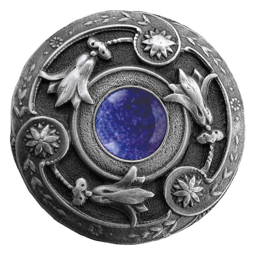 Notting Hill Jeweled Lily Knob Antique Pewter/Blue Sodalite natural stone