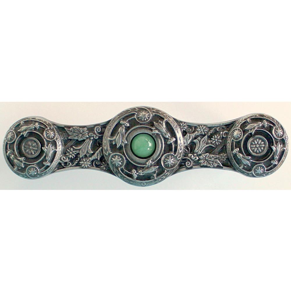 Notting Hill Jeweled Lily Pull Antique Pewter/Green Aventurine natural stone
