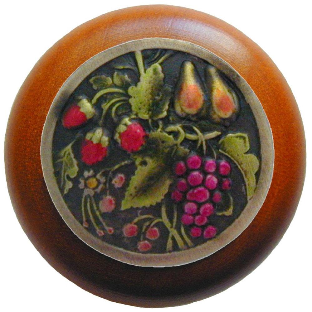 Notting Hill Tuscan Bounty Wood Knob in Hand-tinted Antique Brass/Cherry wood finish