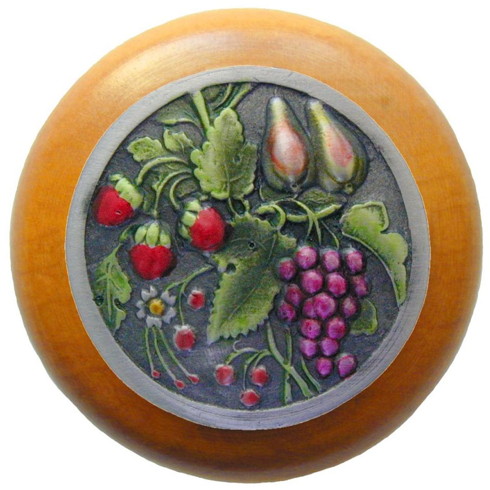 Notting Hill Tuscan Bounty Wood Knob in Hand-tinted Antique Pewter/Maple wood finish