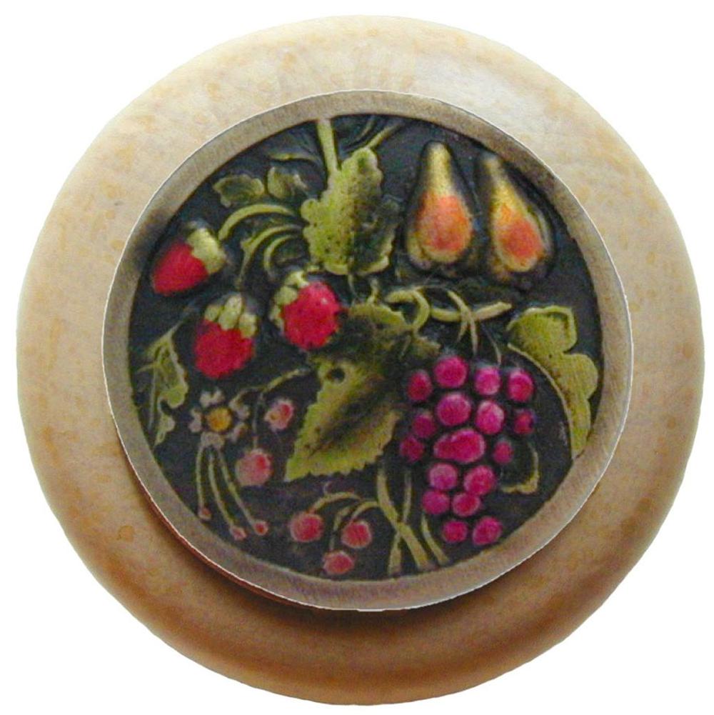 Notting Hill Tuscan Bounty Wood Knob in Hand-tinted Antique Brass/Natural wood finish