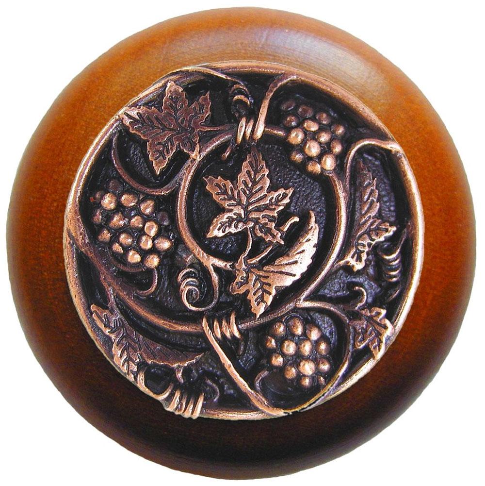 Notting Hill Grapevines Wood Knob in Antique Copper/Cherry wood finish