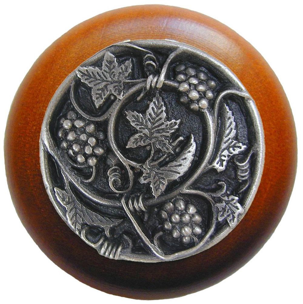Notting Hill Grapevines Wood Knob in Antique Pewter/Cherry wood finish
