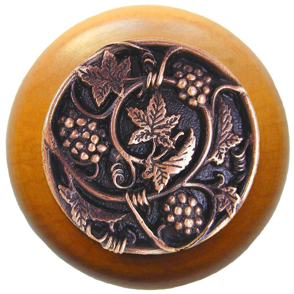 Notting Hill Grapevines Wood Knob in Antique Copper/Maple wood finish