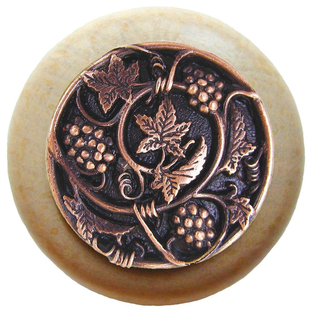 Notting Hill Grapevines Wood Knob in Antique Copper/Natural wood finish