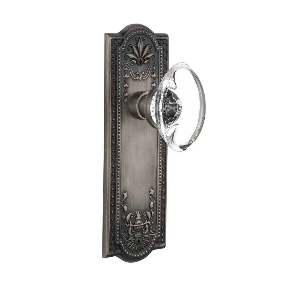 Nostalgic Warehouse Nostalgic Warehouse Meadows Plate Passage Oval Clear Crystal Glass Door Knob in Antique Pewter