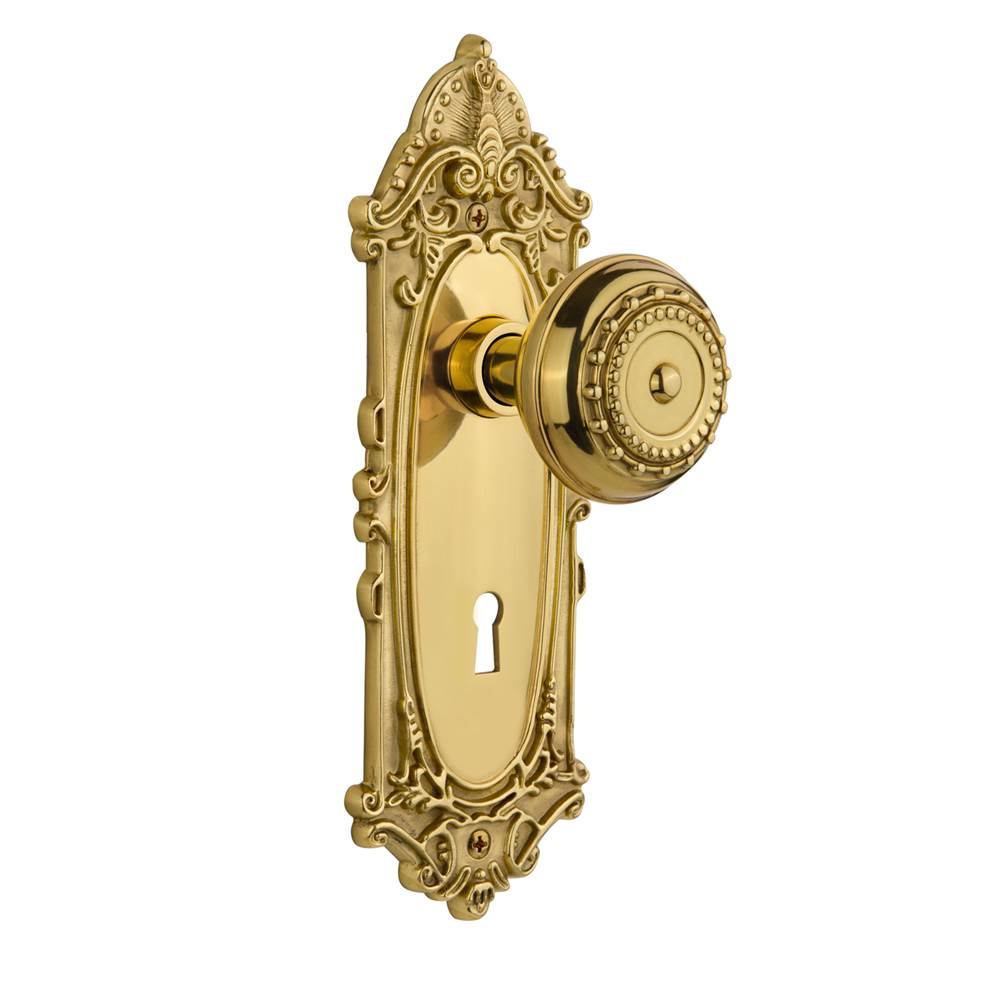 Nostalgic Warehouse Nostalgic Warehouse Victorian Plate with Keyhole Privacy Meadows Door Knob in Unlacquered Brass