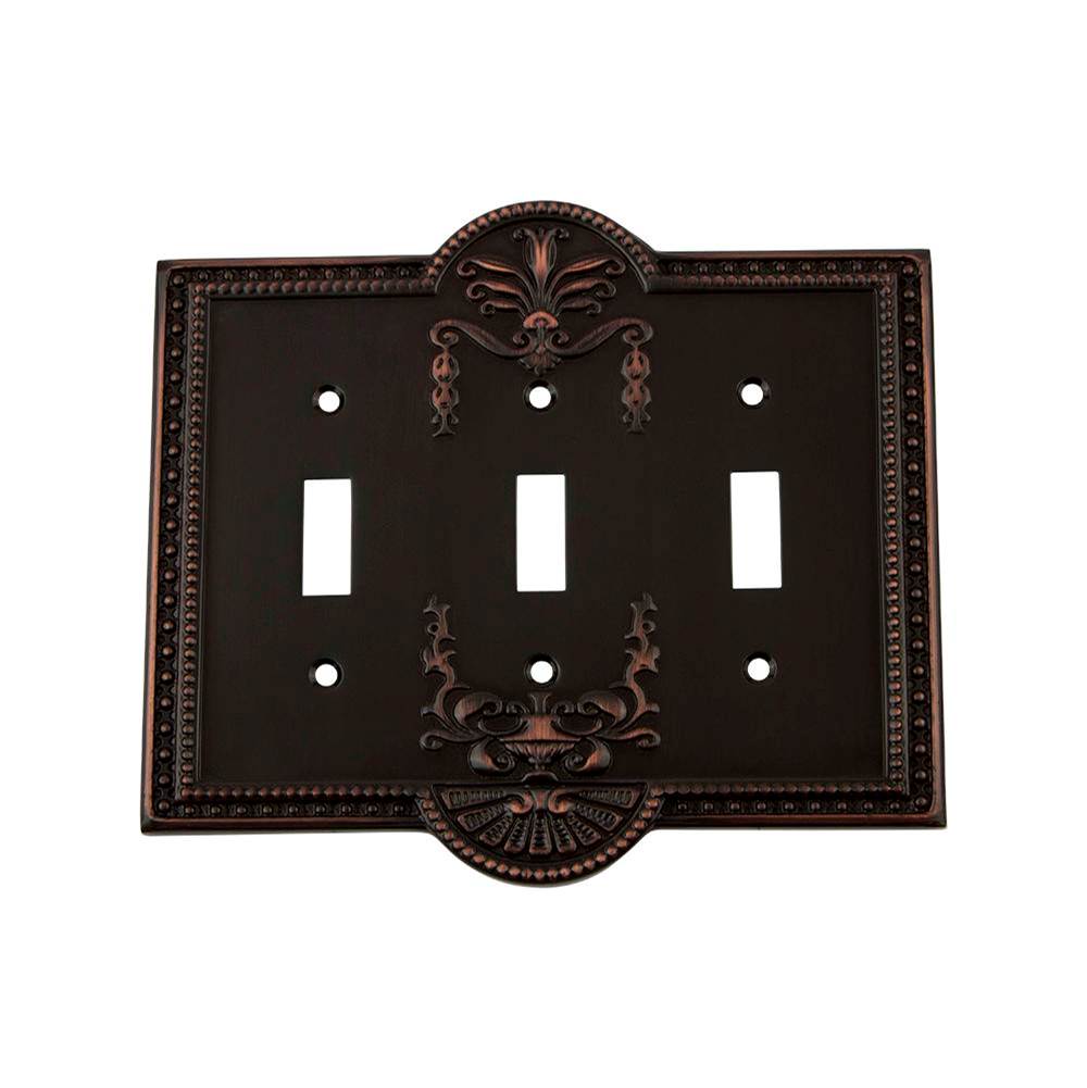 Nostalgic Warehouse Nostalgic Warehouse Meadows Switch Plate with Triple Toggle in Timeless Bronze