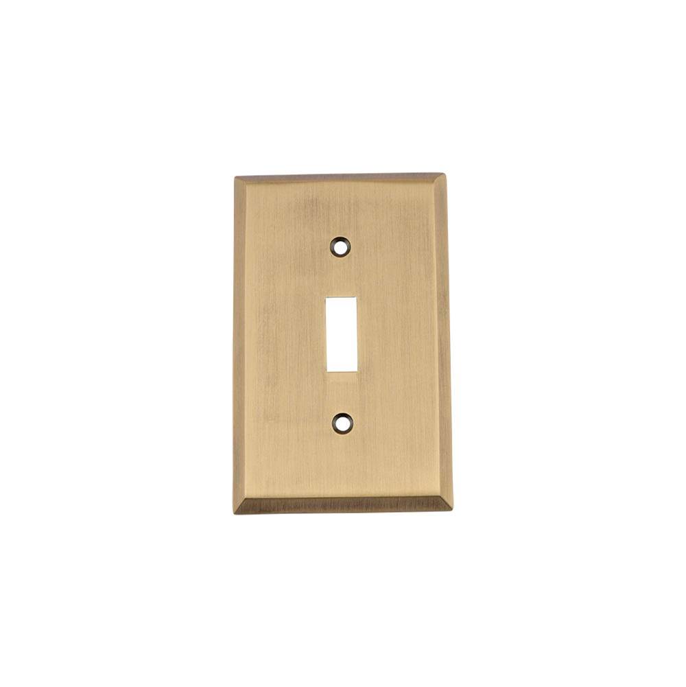 Nostalgic Warehouse Nostalgic Warehouse New York Switch Plate with Single Toggle in Antique Brass