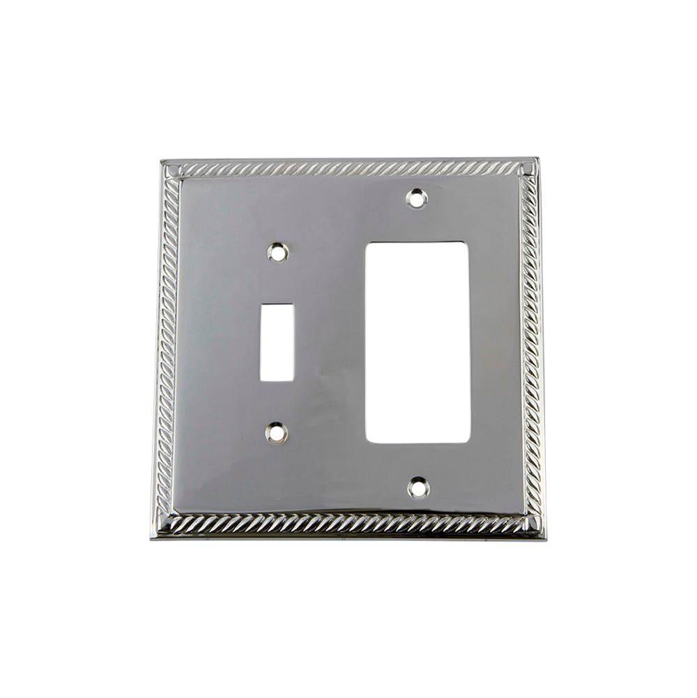 Nostalgic Warehouse Nostalgic Warehouse Rope Switch Plate with Toggle and Rocker in Bright Chrome