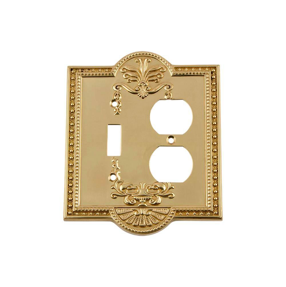 Nostalgic Warehouse Nostalgic Warehouse Meadows Switch Plate with Toggle and Outlet in Polished Brass