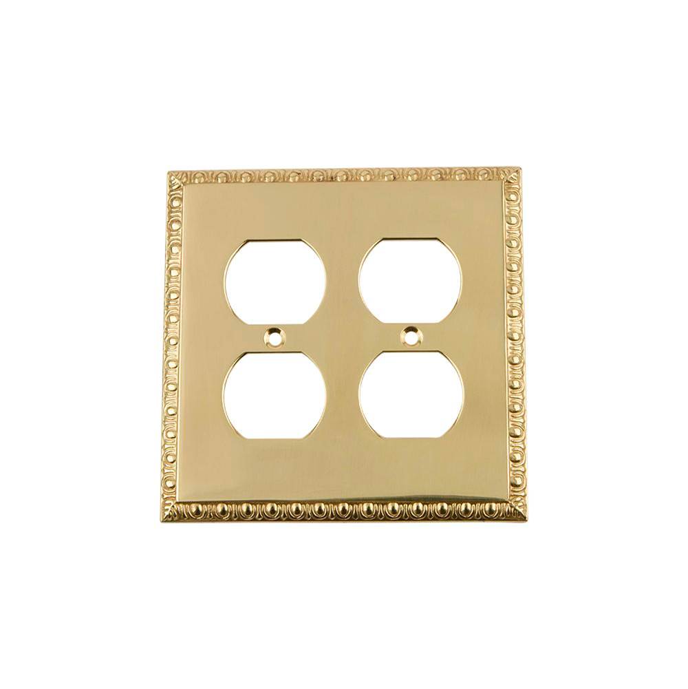 Nostalgic Warehouse Nostalgic Warehouse Egg & Dart Switch Plate with Double Outlet in Polished Brass
