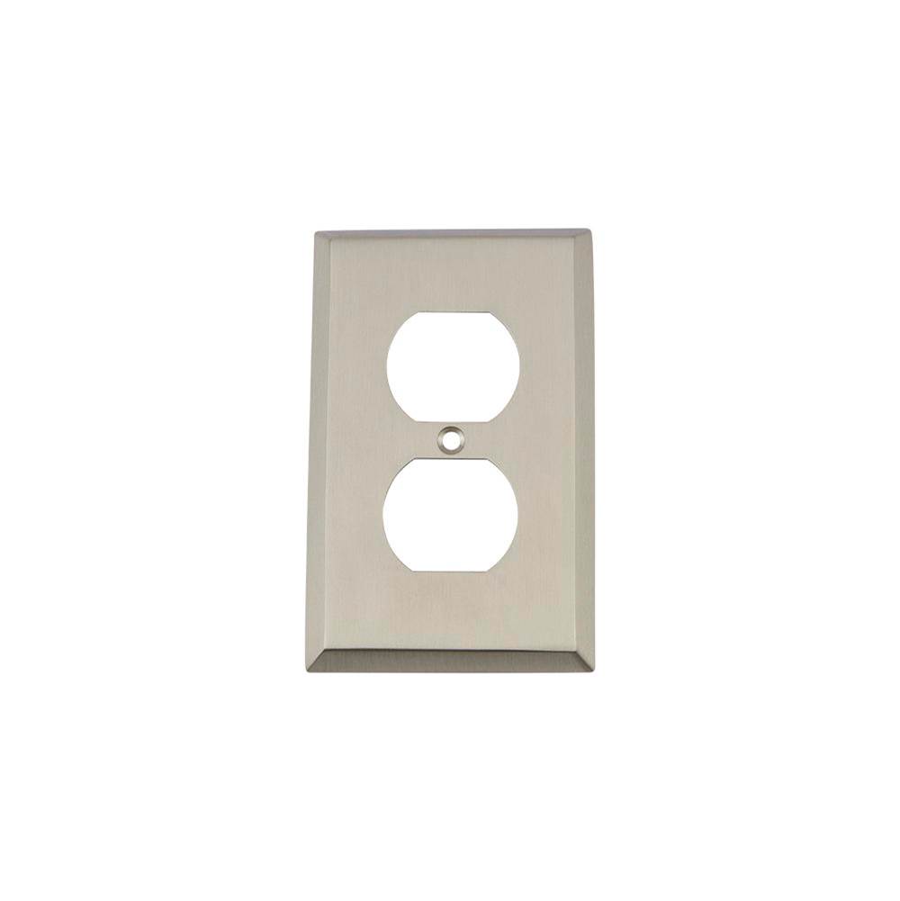 Nostalgic Warehouse Nostalgic Warehouse New York Switch Plate with Outlet in Satin Nickel