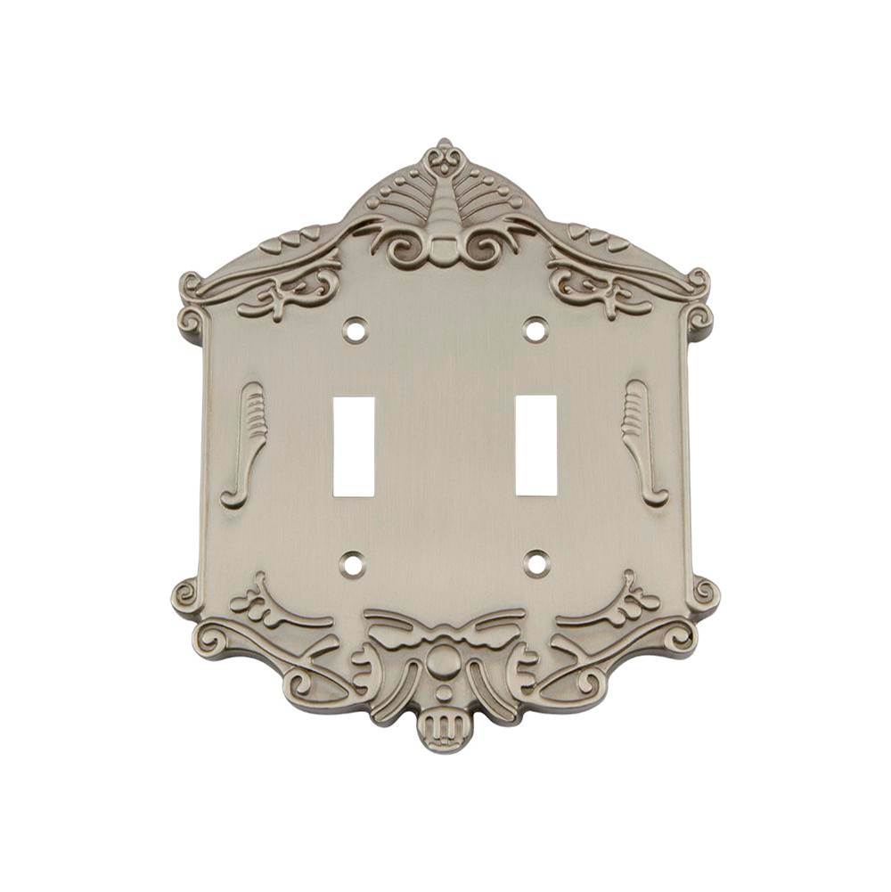 Nostalgic Warehouse Nostalgic Warehouse Victorian Switch Plate with Double Toggle in Satin Nickel