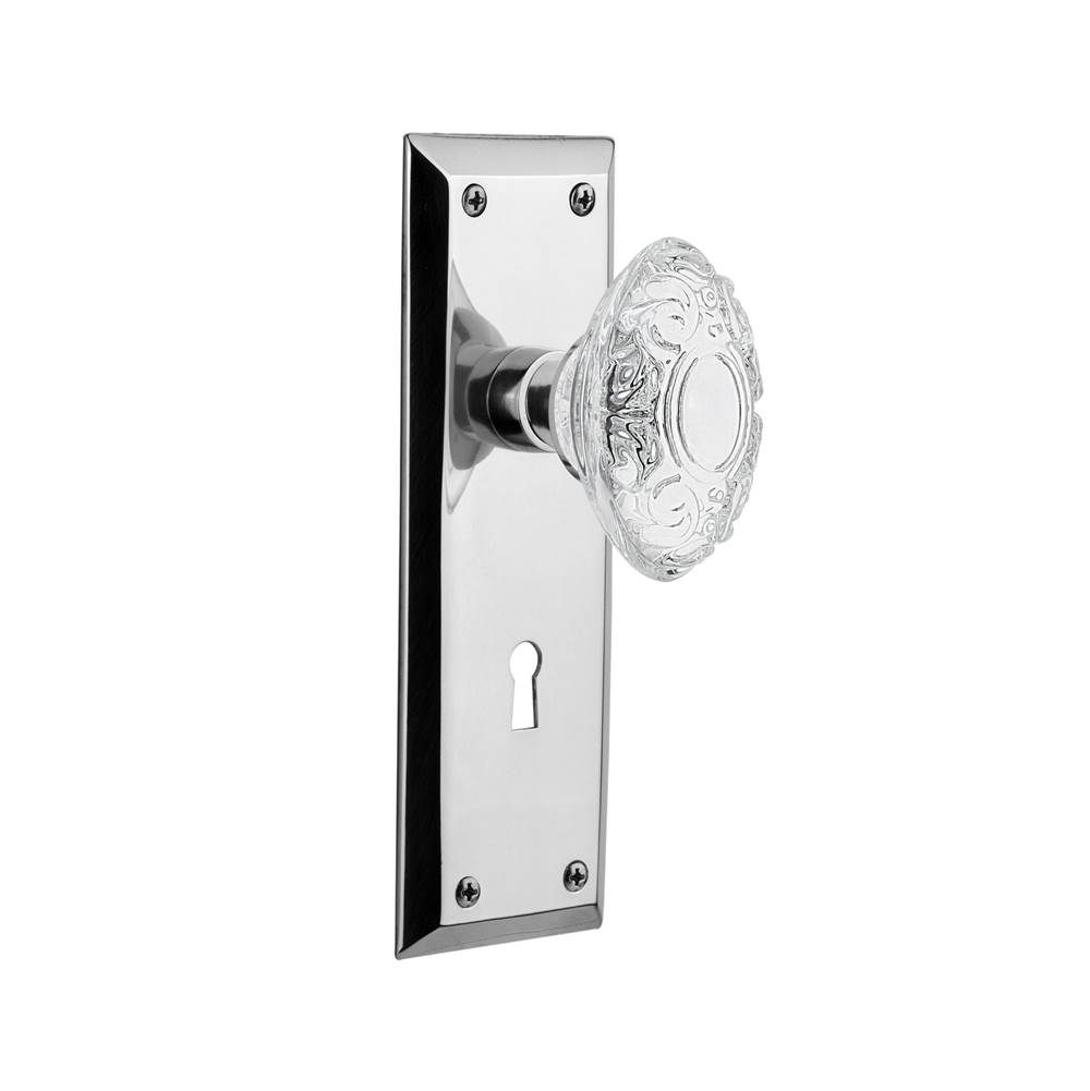 Nostalgic Warehouse Nostalgic Warehouse New York Plate Privacy with Keyhole Crystal Victorian Knob in Bright Chrome