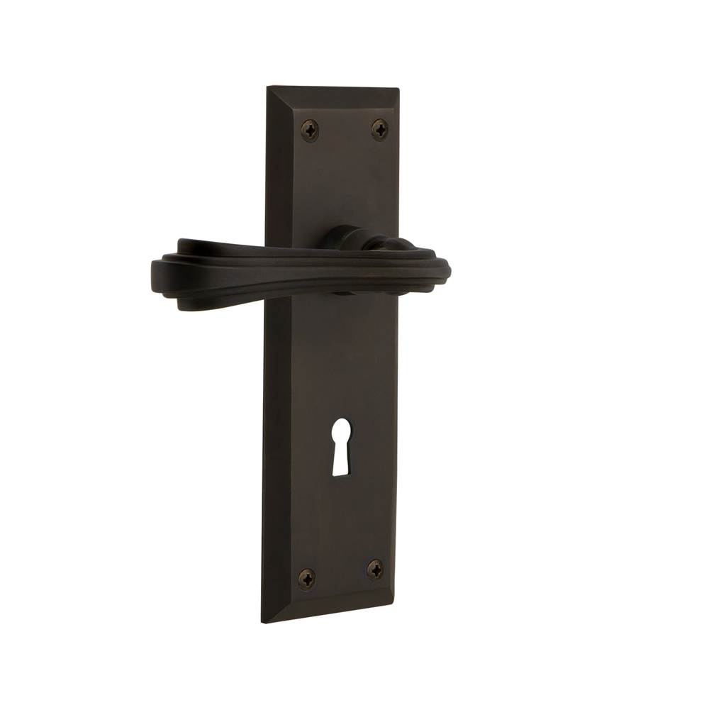 Nostalgic Warehouse Nostalgic Warehouse New York Plate Double Dummy with Keyhole Fleur Lever in Oil-Rubbed Bronze
