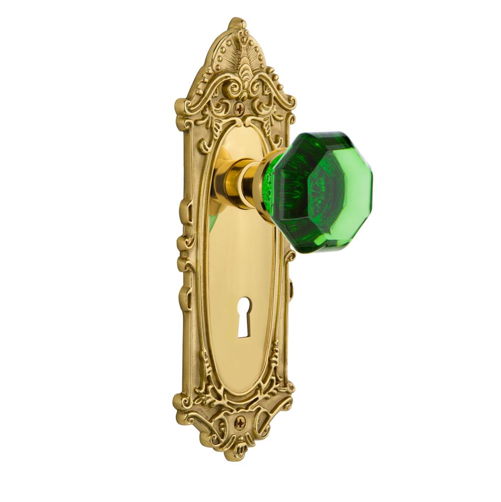 Nostalgic Warehouse Nostalgic Warehouse Victorian Plate with Keyhole Passage Waldorf Emerald Door Knob in Polished Brass
