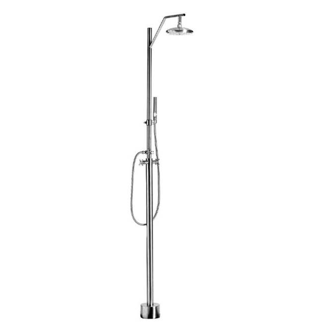 Outdoor Shower Free Standing Hot & Cold Shower - 8'' Shower Head, Hand Spray & Hose (formerly CAP-IMBER-FB-HS)