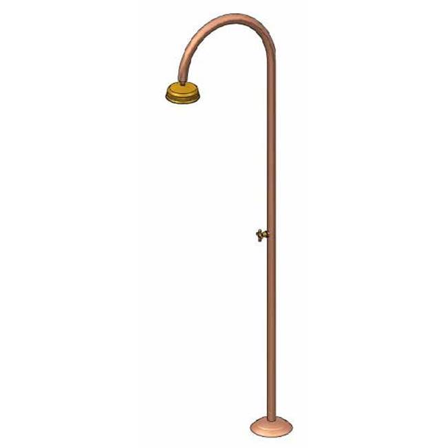 Outdoor Shower ''Origo'' Free Standing Single Supply Copper Shower Unit - 8'' Brass Shower Head