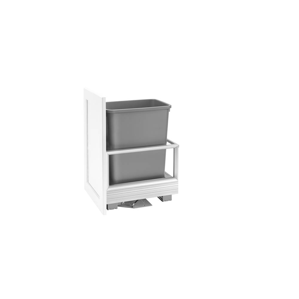 Rev-A-Shelf Aluminum Pull Out Trash/Waste Container with Soft Open/Close for Reduced Depths