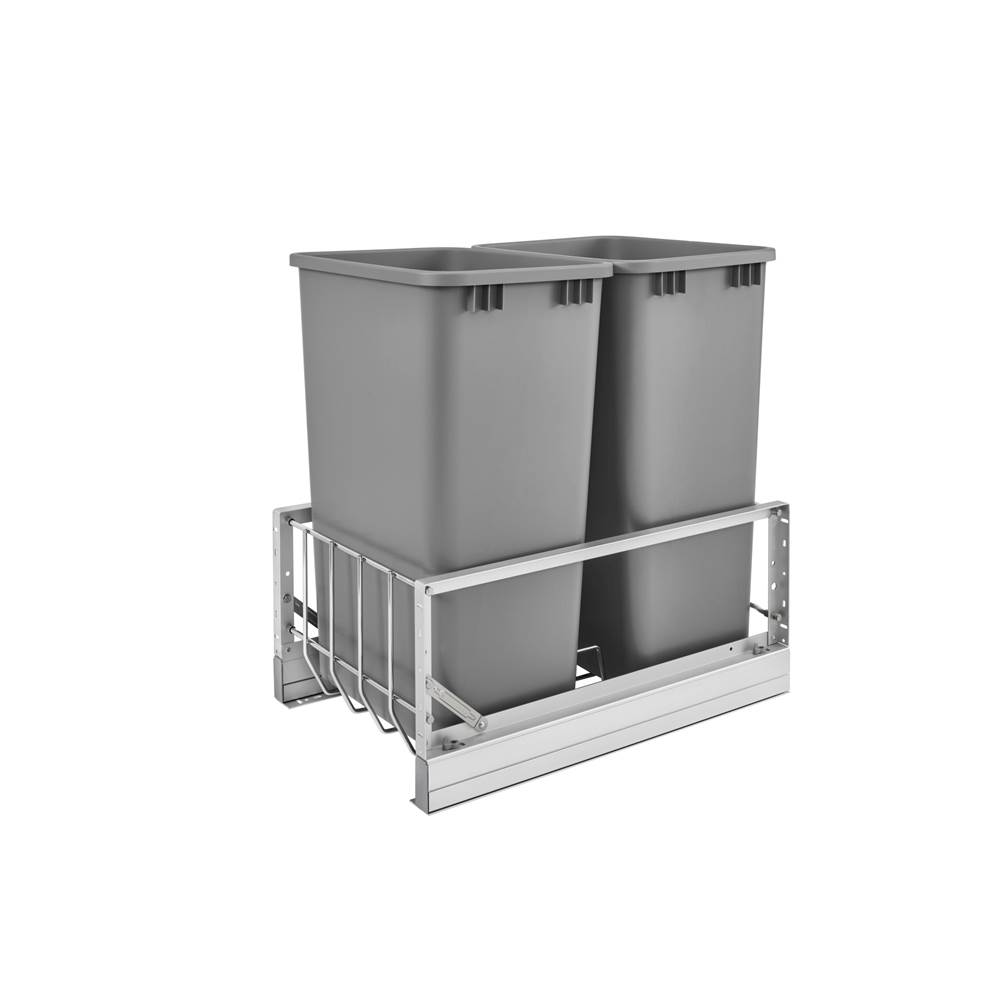 Rev-A-Shelf Aluminum Pull Out Double Trash/Waste Container for Full Height Cabinets w/Soft Close