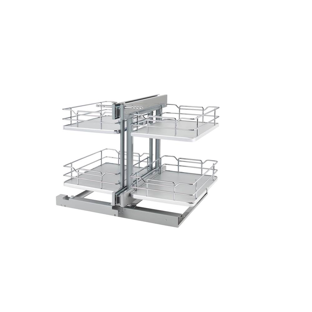 Rev-A-Shelf Steel 2-Tier Pull Out Solid Bottom Organizer for Blind Corner Cabinets w/Soft Close