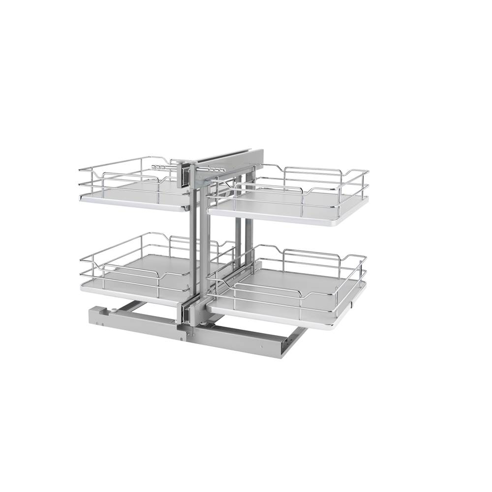 Rev-A-Shelf Steel 2-Tier Pull Out Solid Bottom Organizer for Blind Corner Cabinets w/Soft Close