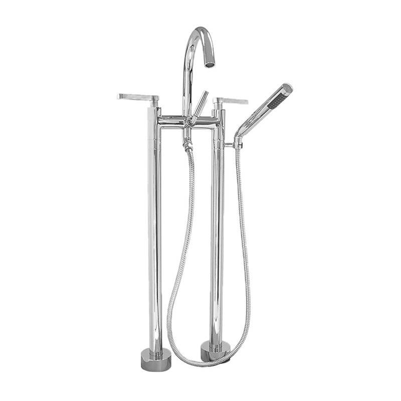 Sigma Two-hole Contemporary Floormount Tub Filler TRIM CARINA UNCOATED POLISHED BRASS .33