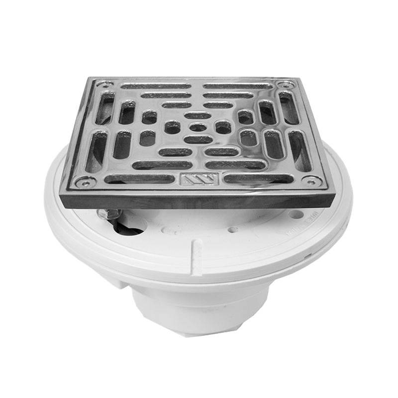 Sigma 3'' Pvc Or Abs Floor Drain With 6 X 6'' Square Adjustable Nickel Trim Uncoated Polished Brass .33