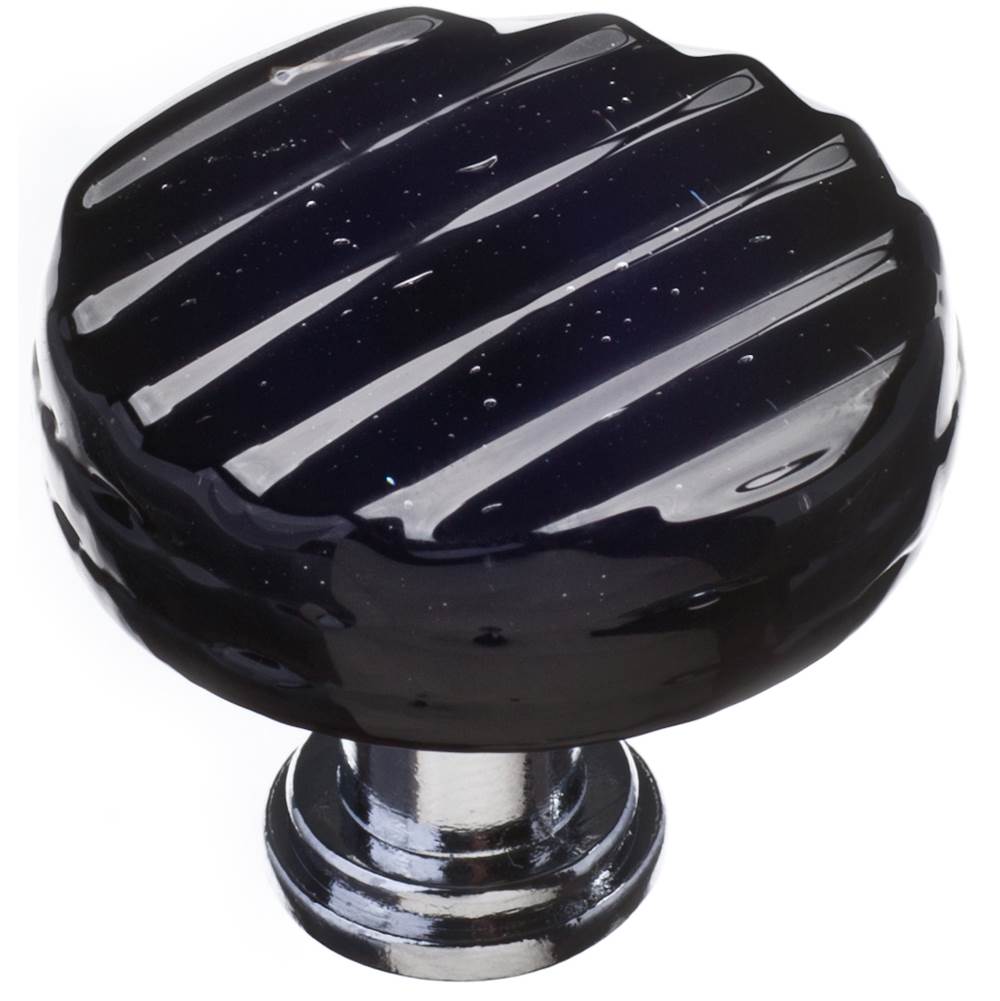 Sietto Reed Black Round Knob With Polished Chrome Base