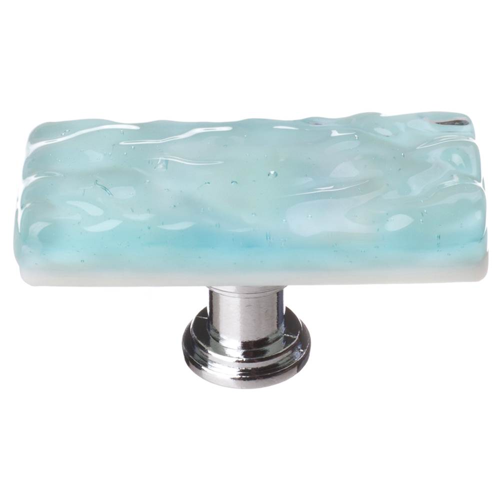 Sietto Skinny Glacier Light Aqua Long Knob With Polished Chrome Base