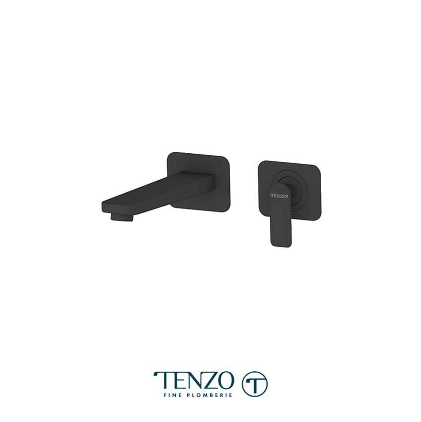 Tenzo Trim for Delano wall mount lavatory faucet 2 finishing plates matte black with drain (overflow)