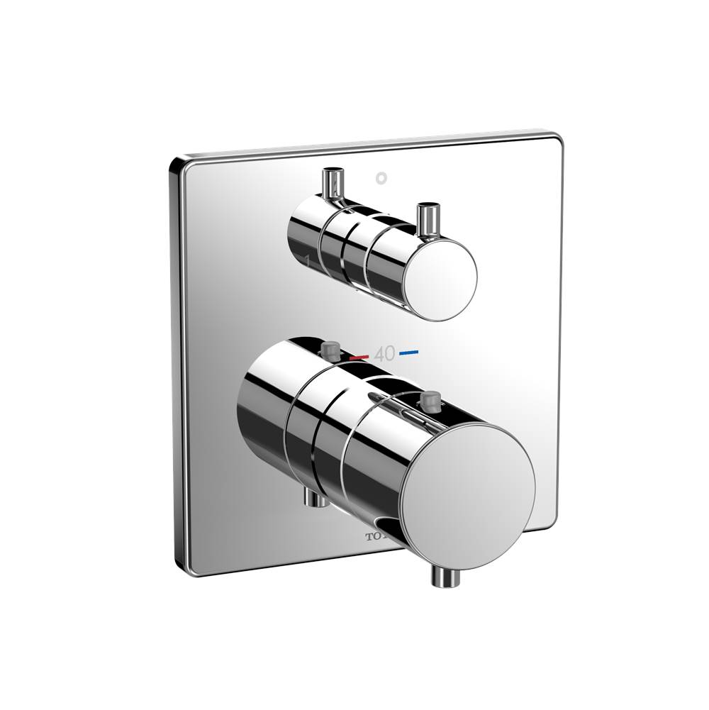 TOTO Toto® Square Thermostatic Mixing Valve With Two-Way Diverter Shower Trim, Polished Chrome