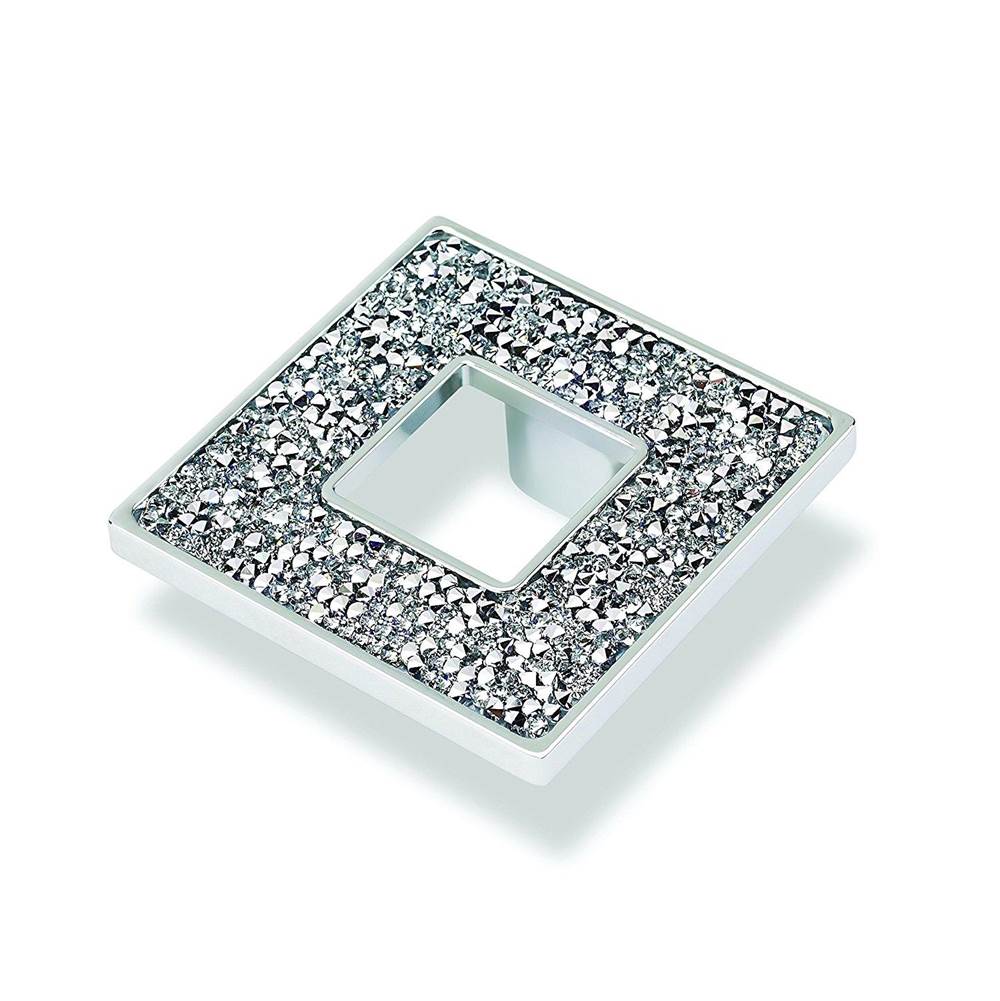 Topex Square Knob With Hole, Chrome Swarovski Crystals