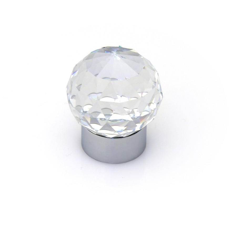 Topex Round Knob 30mm Swarovski Crystal/Bright Chrome Brass Material
