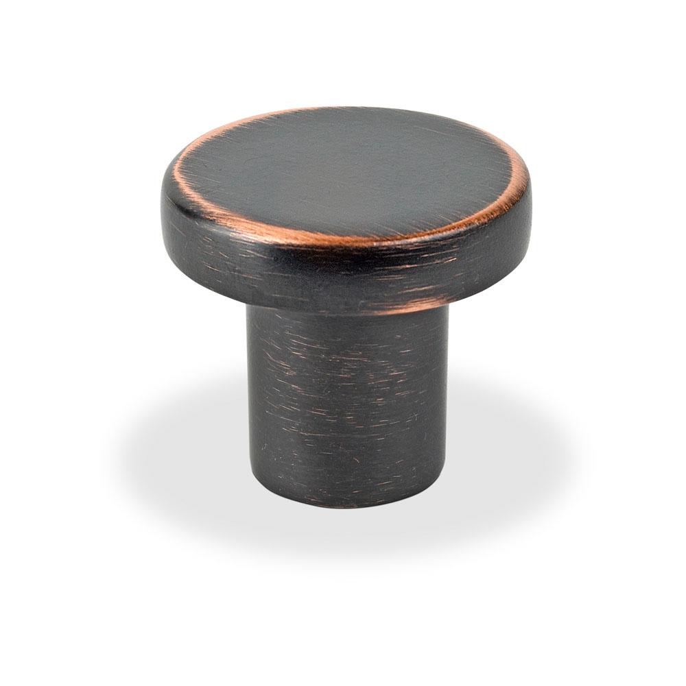 Topex Flat Circular Knob, Brushed Oil Rubbed Bronze, 28mm Overall
