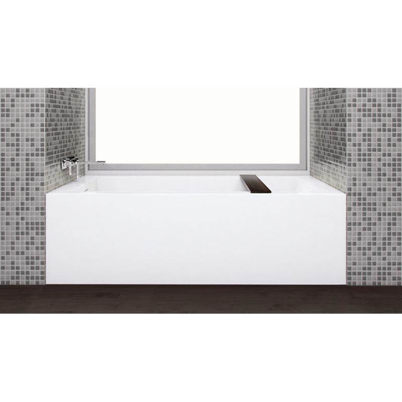WETSTYLE Cube Bath 60 X 30 X 18 - 2 Walls - R Hand Drain - Built In Nt O/F & Pc Drain - Copper Con - White True High Gloss