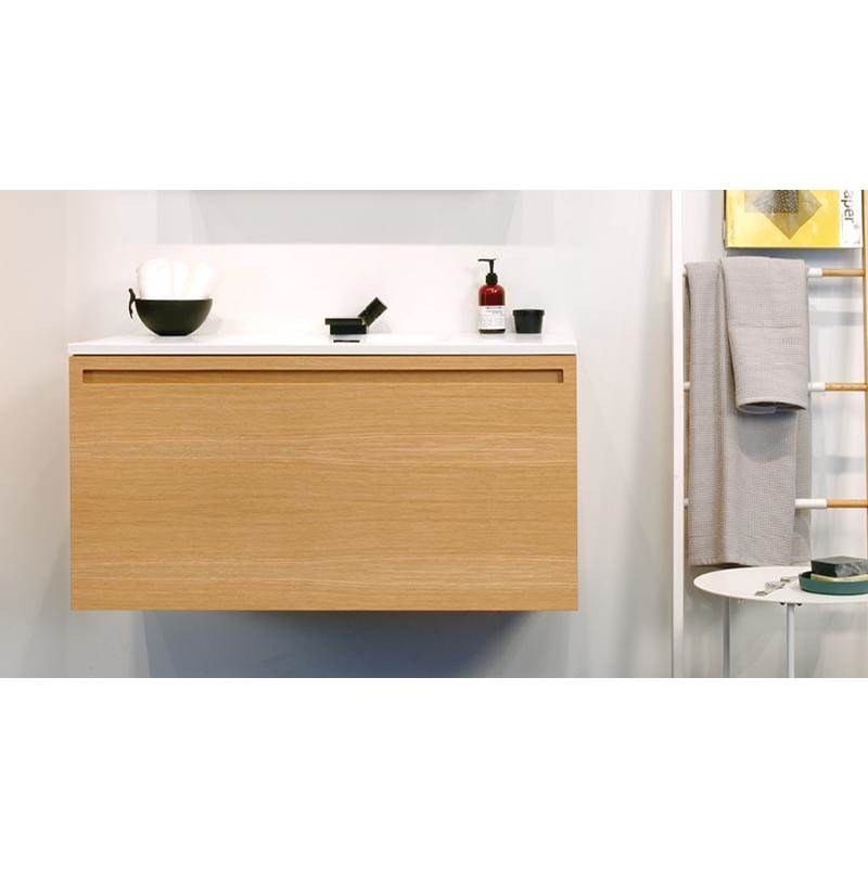 WETSTYLE Furniture Element Rafine - Vanity Wall-Mount 36 X 22 - 2 Drawers, Horse Shoe Drawers - Oak Natural