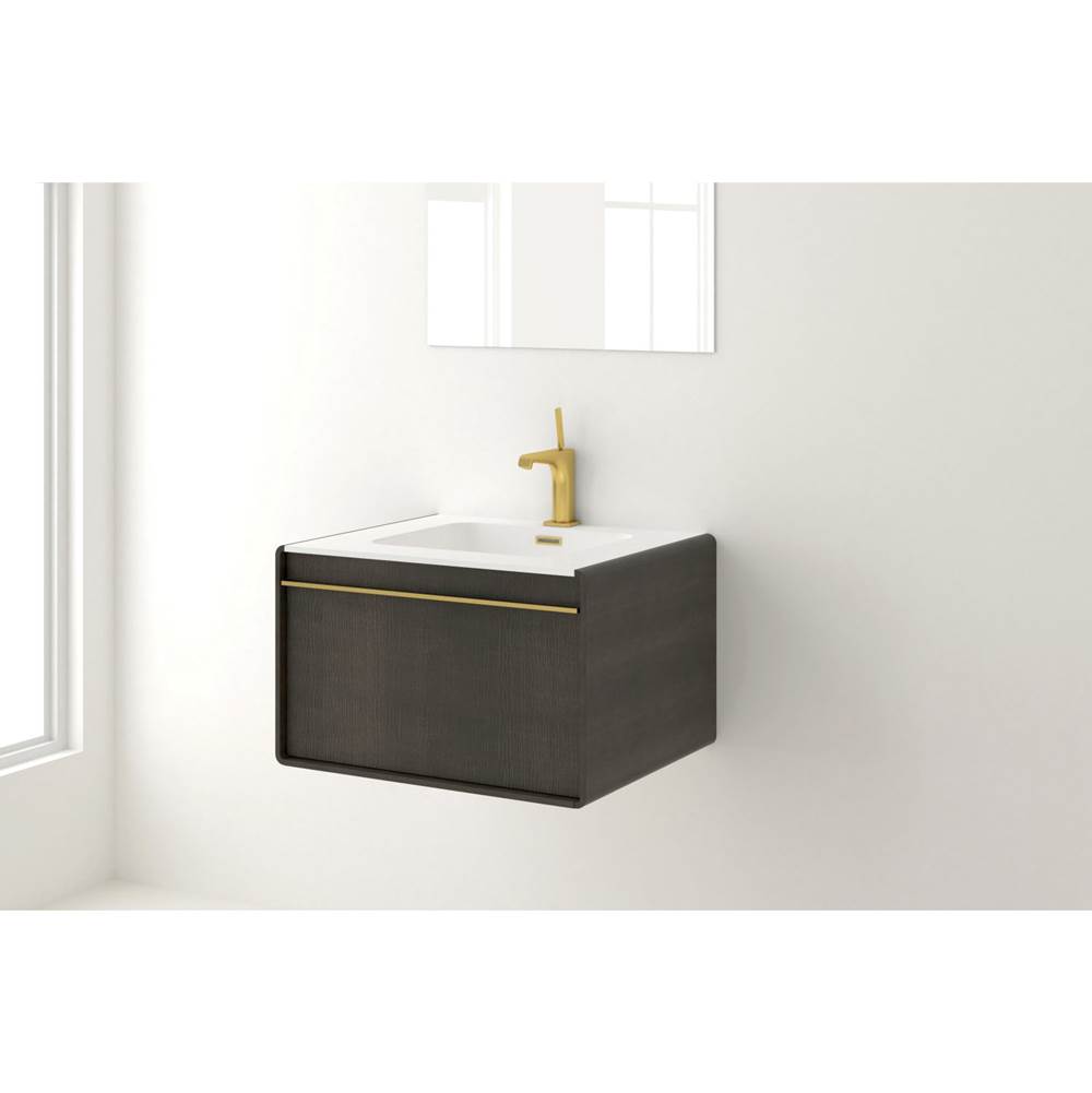 WETSTYLE Deco Vanity Wallmount 24'' - Wl Config Mozambique And Matte Lacquer Black - Brushed Steel