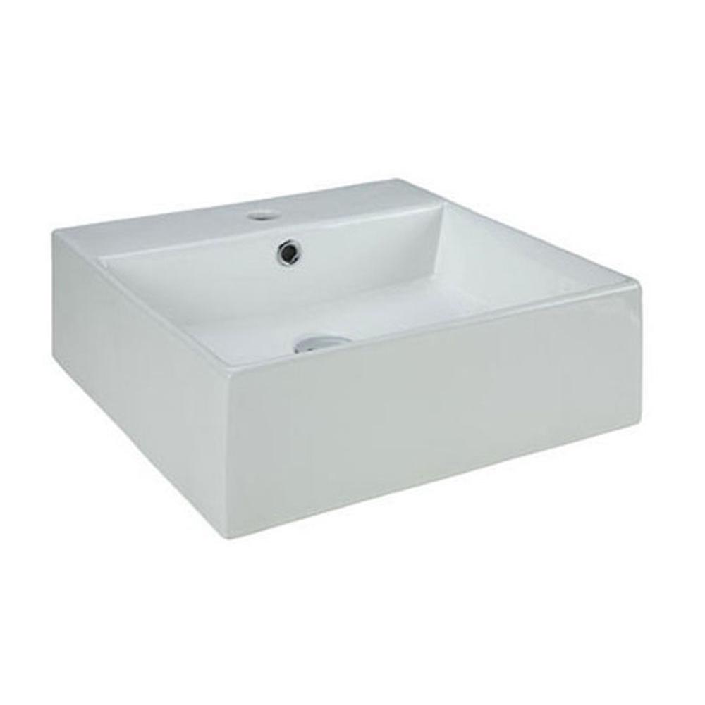Ryvyr Vitreous China Square Vessel Sink - White